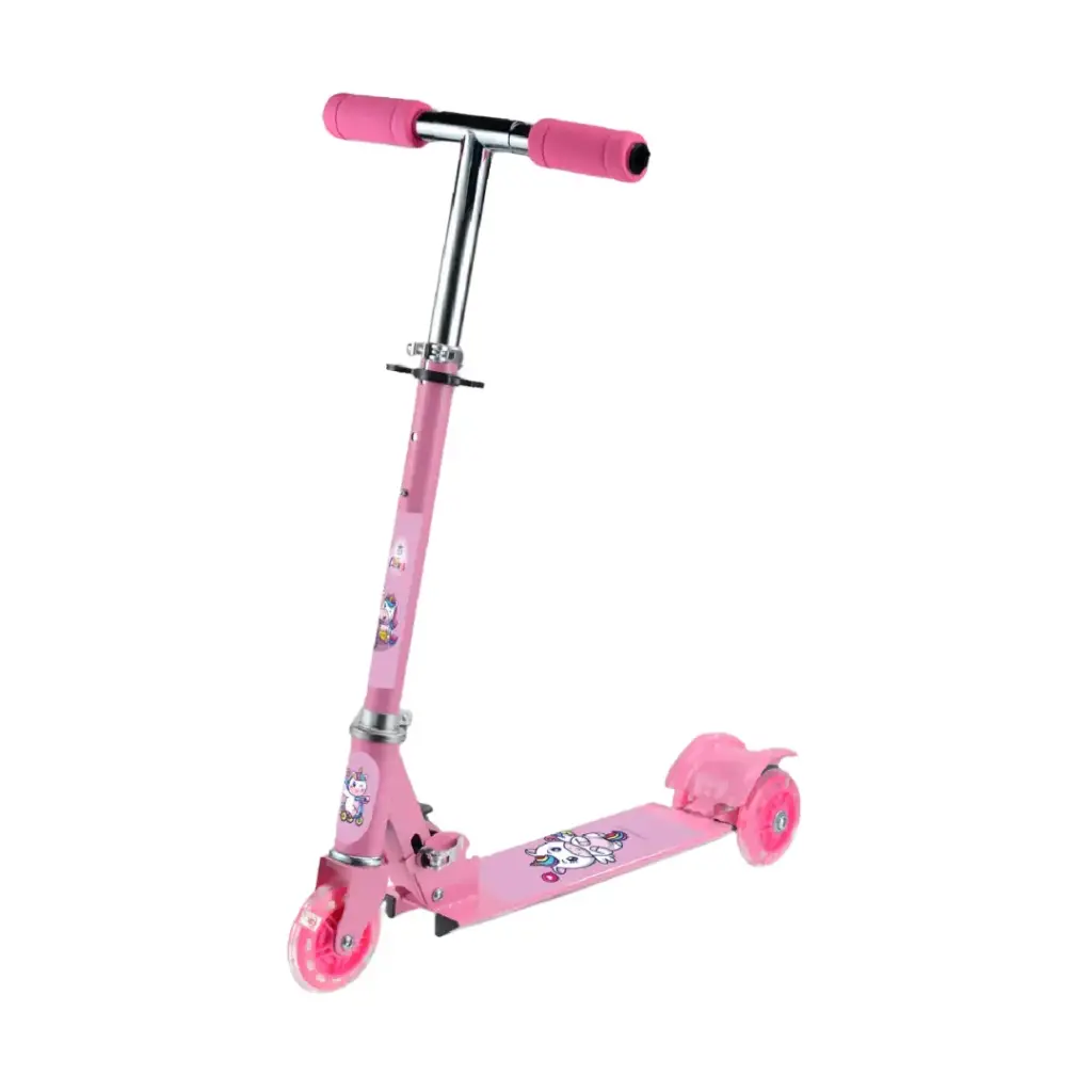 Monopatín de metal rosado
